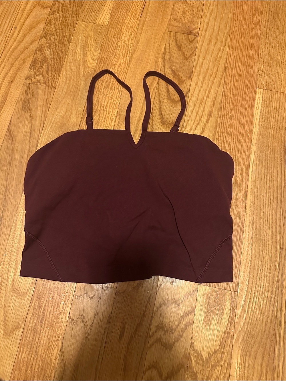 Women's Burgundy Deep V align Strappy Crop Top